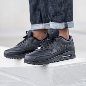 NIKE: Black Air Max 90 Leather Tennis Shoes